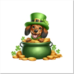 St Patricks Day Dachshund Dog Posters and Art
